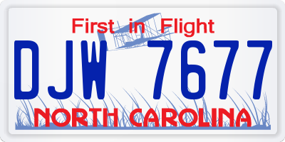 NC license plate DJW7677