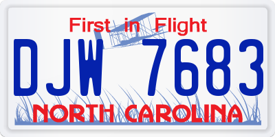 NC license plate DJW7683