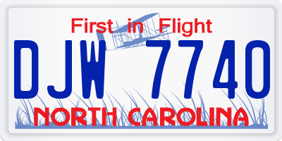 NC license plate DJW7740