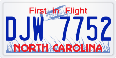 NC license plate DJW7752