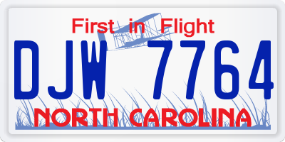 NC license plate DJW7764