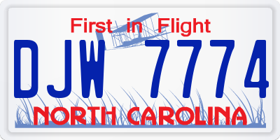 NC license plate DJW7774