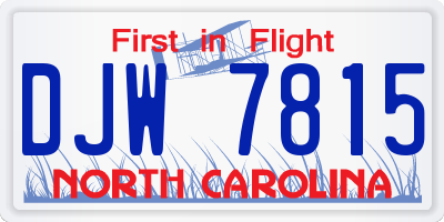 NC license plate DJW7815