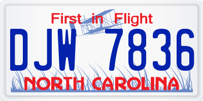 NC license plate DJW7836