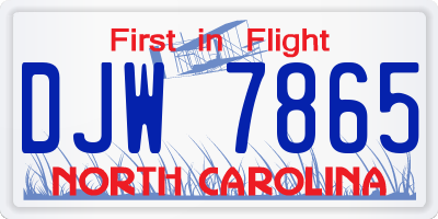 NC license plate DJW7865