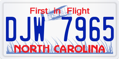 NC license plate DJW7965