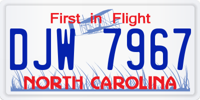 NC license plate DJW7967