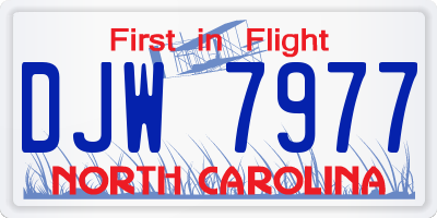 NC license plate DJW7977