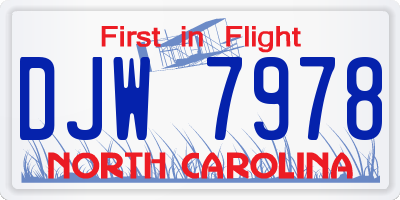 NC license plate DJW7978