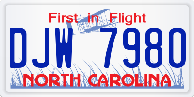 NC license plate DJW7980