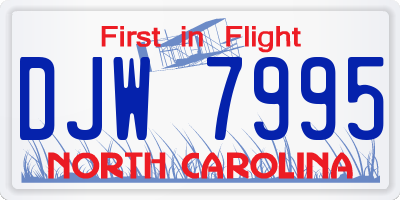 NC license plate DJW7995