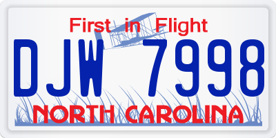 NC license plate DJW7998
