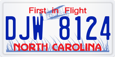 NC license plate DJW8124