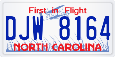 NC license plate DJW8164