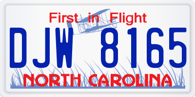 NC license plate DJW8165