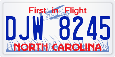 NC license plate DJW8245