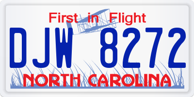 NC license plate DJW8272
