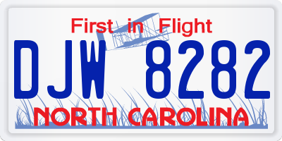 NC license plate DJW8282