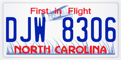 NC license plate DJW8306