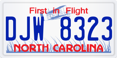 NC license plate DJW8323