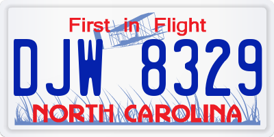NC license plate DJW8329