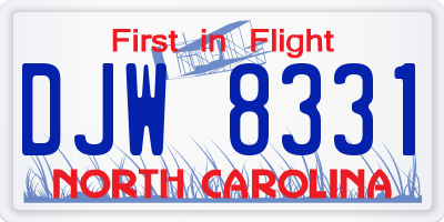 NC license plate DJW8331