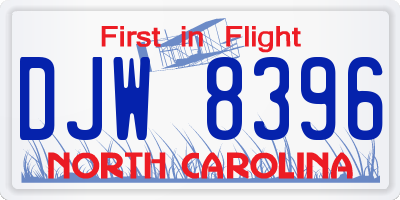 NC license plate DJW8396