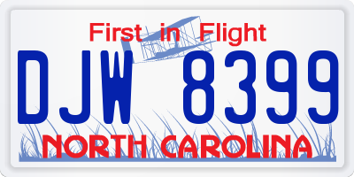NC license plate DJW8399