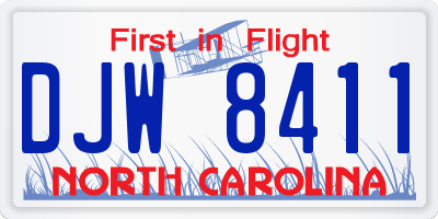 NC license plate DJW8411
