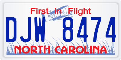 NC license plate DJW8474