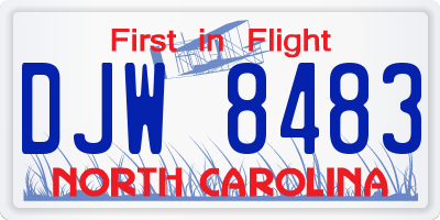 NC license plate DJW8483