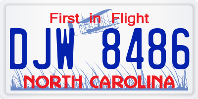 NC license plate DJW8486