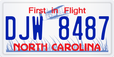 NC license plate DJW8487