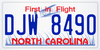NC license plate DJW8490