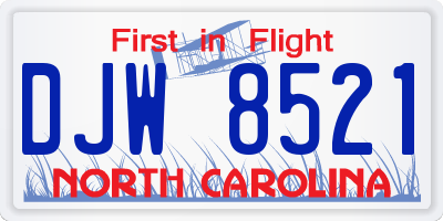 NC license plate DJW8521