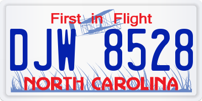 NC license plate DJW8528