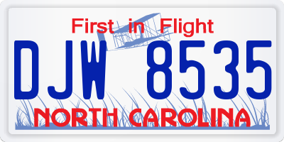 NC license plate DJW8535