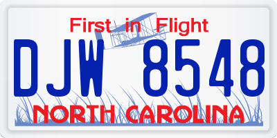 NC license plate DJW8548