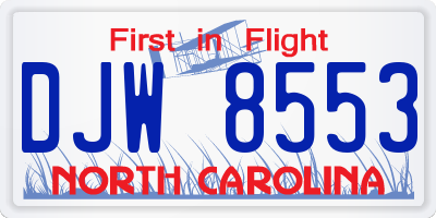 NC license plate DJW8553