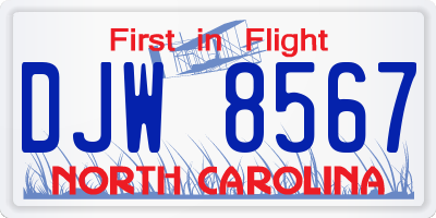 NC license plate DJW8567