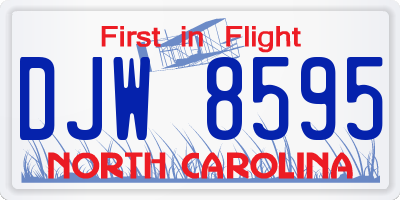 NC license plate DJW8595