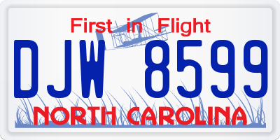 NC license plate DJW8599