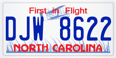 NC license plate DJW8622