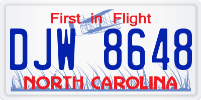 NC license plate DJW8648