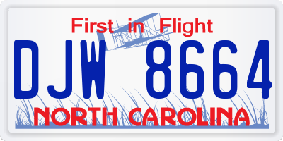 NC license plate DJW8664
