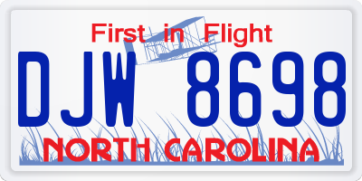 NC license plate DJW8698