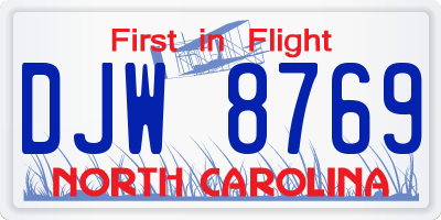 NC license plate DJW8769