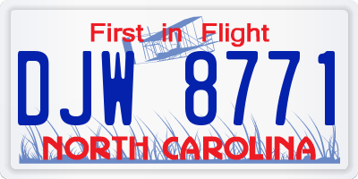 NC license plate DJW8771