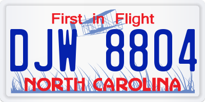 NC license plate DJW8804