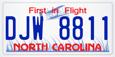 NC license plate DJW8811
